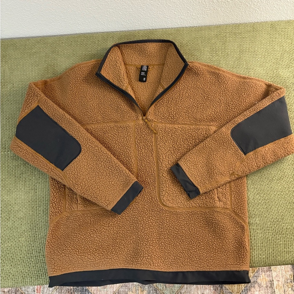 Brown Fleece Pullover with Black Accents